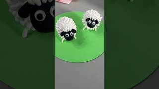 How to make sheep 🐑 with earbuds #earbuds #craft #diy #shorts