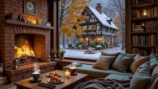 Soft Winter Jazz Café ❄️ Gentle Piano & Snowfall Outside with Fireplace Sounds for Relax, Study screenshot 3
