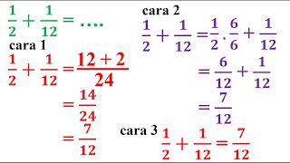 1/2 + 1/12 Adding Fractions in 3 Ways
