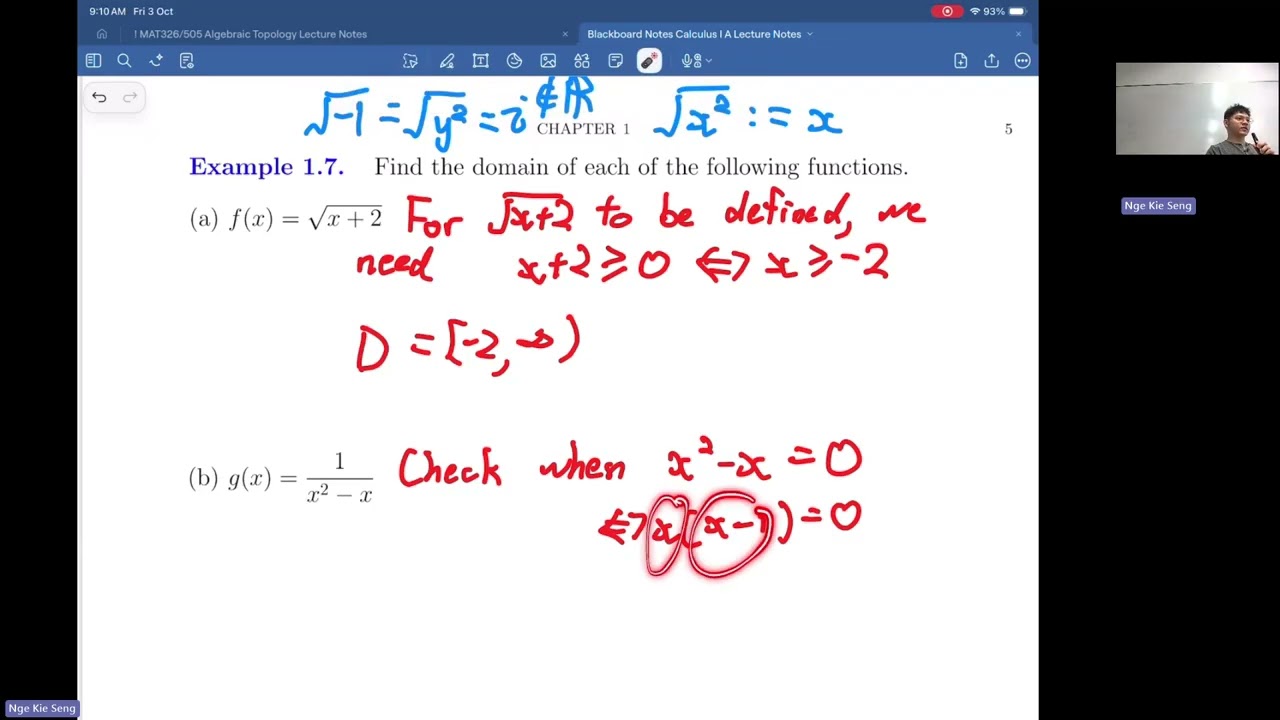 Examples of Functions | Calculus I A Lecture 2 | Nge Kie Seng 20251003