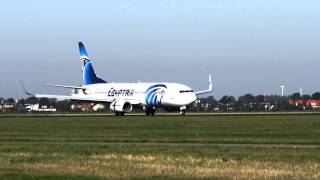 Hard Bumpy Egyptair B737-800 Su-Ged Landing Amsterdam Schiphol Amseham