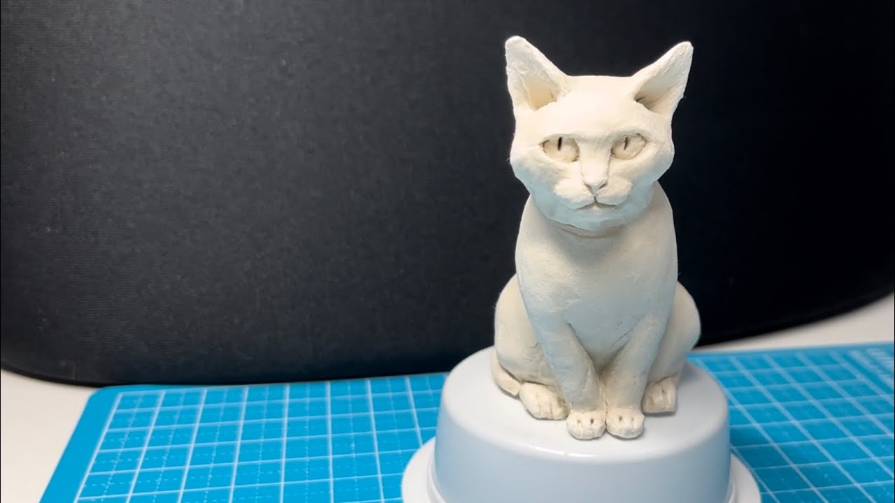ダイソーの石粉粘土で猫を作る2023年4月9日(日) - YouTube