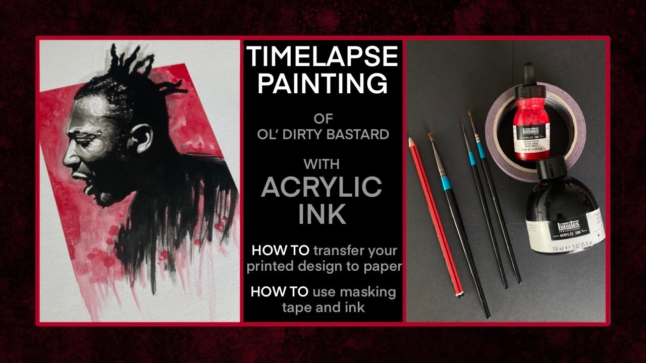 Ol' Dirty Bastard | Timelapse portrait painting with acrylic ink