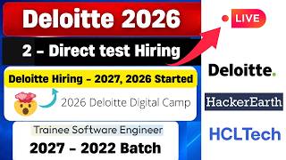 🤯Deloitte Hiring 2026, 2027 Batch | Trainee Software Engineer | Direct Test Hiring 2026