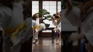 cat and dog fight in epic karate battle