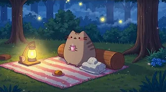 Relaxing Forest Night with Pusheen ๐ฒโจ Cozy Lofi Ambience