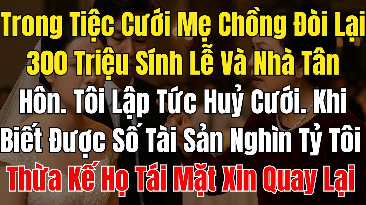 Trong Tiệc Cưới Mẹ Chồng Đòi Lại 300 Triệu Sính Lễ Và Nhà Tân Hôn.Tôi Lập Tức Huỷ Cưới