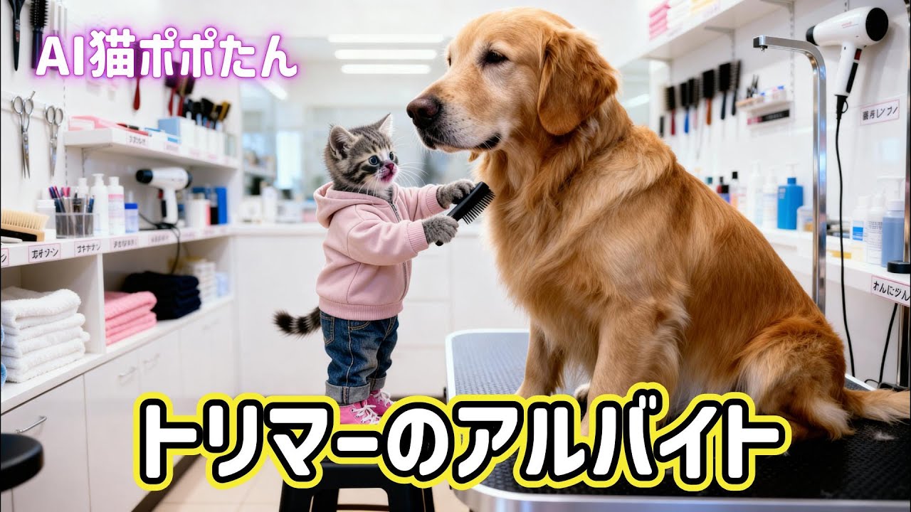 AI猫ポポたん ペットショップ店長のお願いで緊急トリマーアルバイト