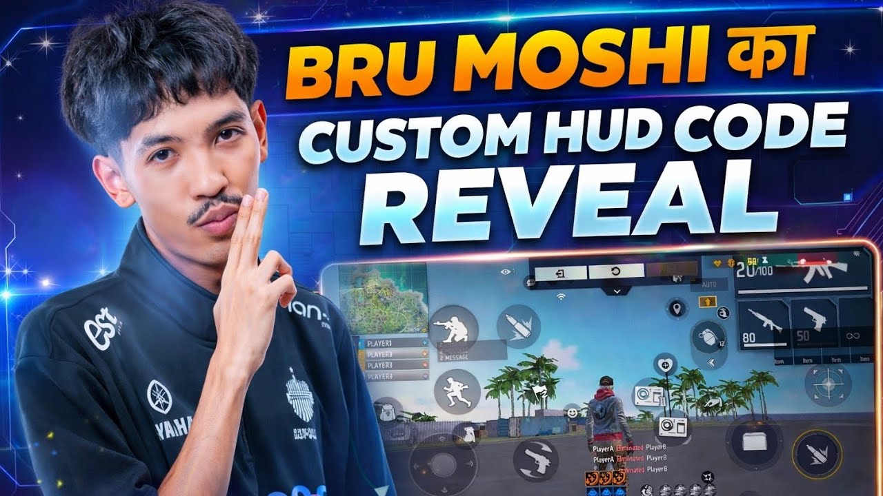 💯BRU MOSHI का CUSTOM HUD CODE REVEAL💥 ||  #brumoshi #3fingercustomhud #freefire 