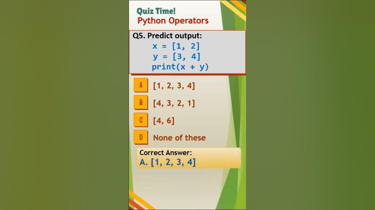 Python operators important mcqs shorts youtube