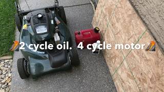 Will a 4-cycle lawnmower run on 2-cycle gas/oil mix
