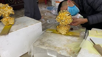 Thếp cây tiền tài lộc lá vàng 24k