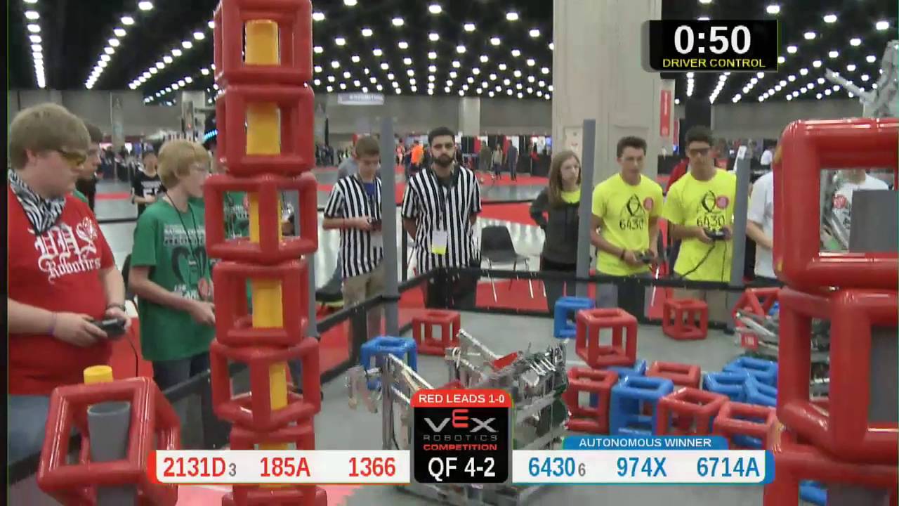 2015 VRC Tech QF4-2 - 2131D 185A 1366 vs 6430 974X 6714A - 74 to 76 - VEX Worlds 2015