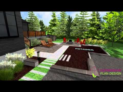 Terrain complet – Potager et foyer | Moderne, maison noire et bois