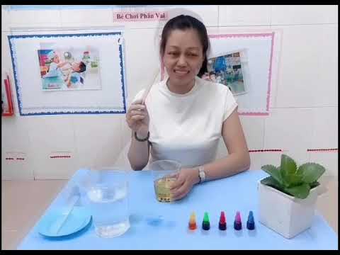 Tiết dạy thí nghiệm: Cơn mưa màu sắc của cô Thùy Linh lớp Mầm 1