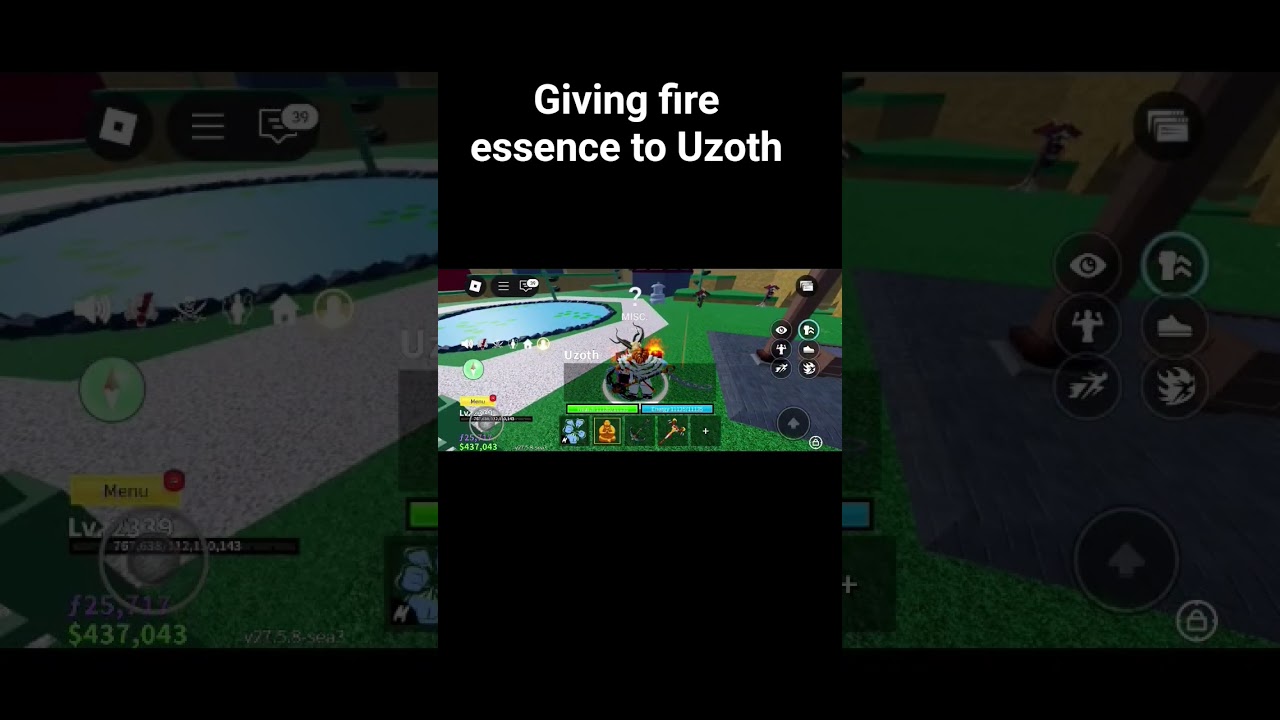 giving fire essence to uzoth # bloxfruit