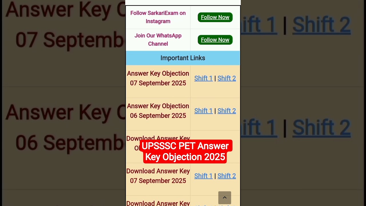 UPSSSC PET Answer Key Objection 2025 