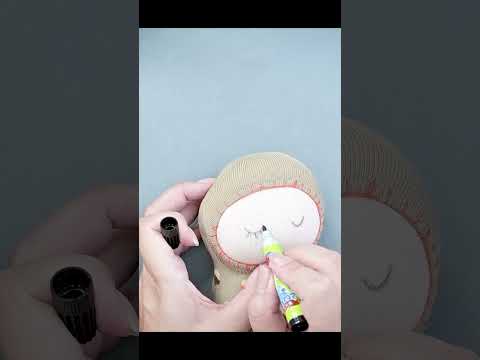 不會縫？先畫再縫超簡單！ Draw first and then sew, it’s super easy!【Q萌襪子娃娃】療癒最佳夥伴 #線上課 #材料包