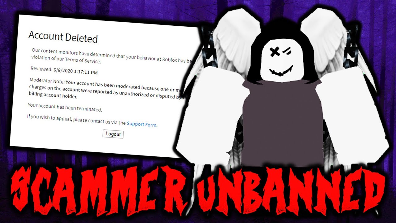 Roblox Admins Are Un Banning Scammers What Youtube - terminated accounts memorial roblox