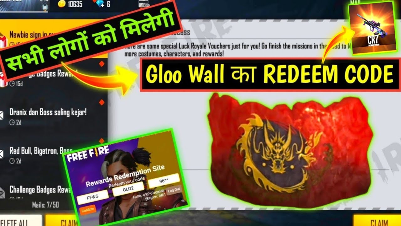 Gloo Wall Redeem Code | FREE FIRE REDEEM CODE | Join Rampage Party Emote Redeem Code