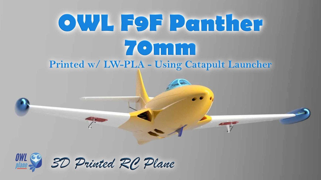 3D Printed RC Plane | OWL F9F Panther 70mm EDF - 6s 2200mAh LW-PLA