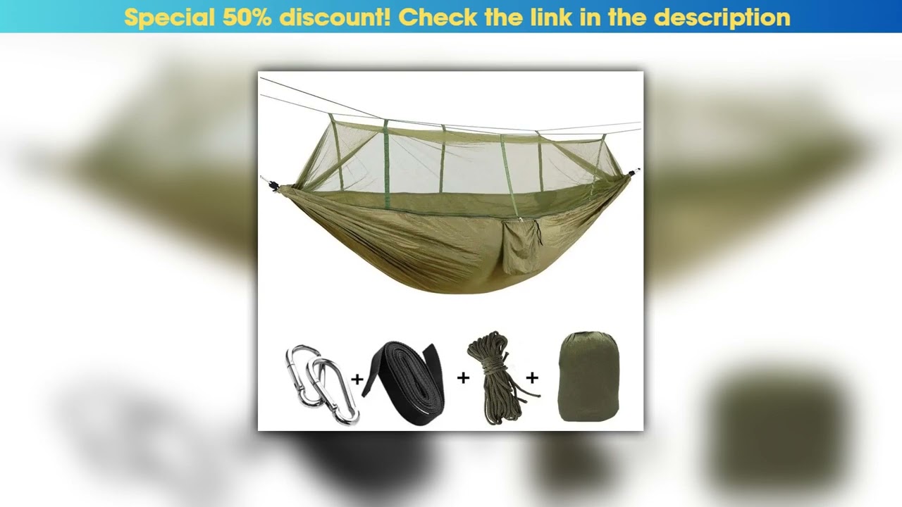 Flash Sale 2 Person Camping Garden Hammock With Mosquito Net Outdoor Furniture Bed Strength Parachu