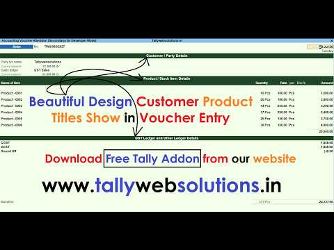 (Free Tally Addon) Beautiful Design Customer Product Titles Show in Voucher Entry (Quick Download Free Tally Addon in One Click)
