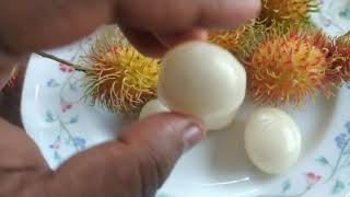 Rabutan fruits and white edible part - after removing the outer skin / layer