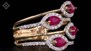 Ruby and Diamond Halo Statement Ring in 18K White Gold Version - Asteria Collection - FT92-TY
