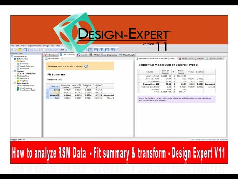 How To Analysed Data in RSM (Tutorial) : Fit Summary & transform Analysis - Design Expert V11