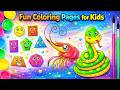 Shapes, Shrimp &amp; Snake Coloring Pages for Kids | Fun Learning Drawing and Creative Coloring Videos