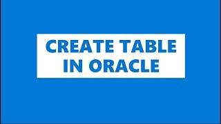 Create Table In SQL | ORACLE | SQLSERVER | SQLite | Apex | ORACLEAPEX