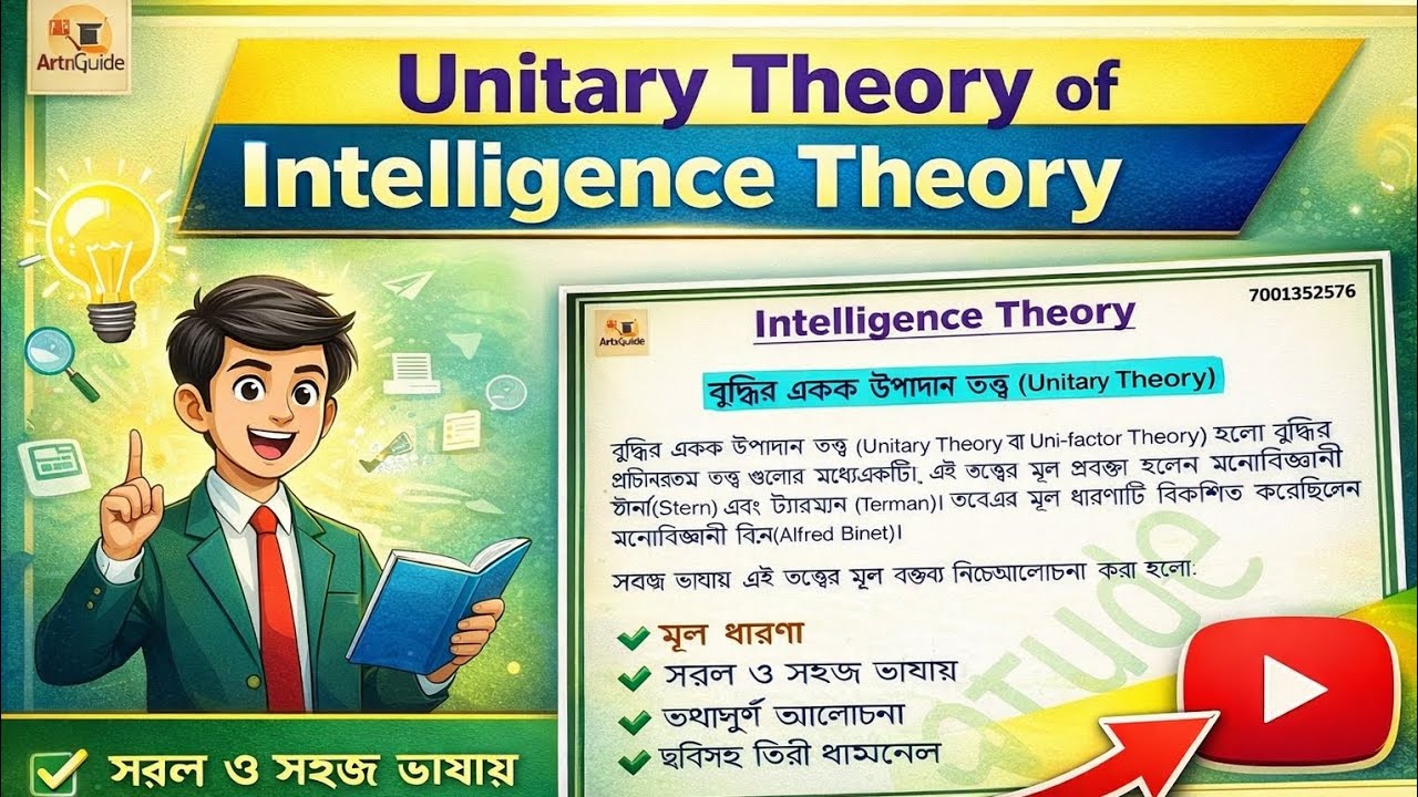 unitary theory of intelligence|বুদ্ধির একক উপাদান তত্ত্ব। intelligence theory|TET exam
