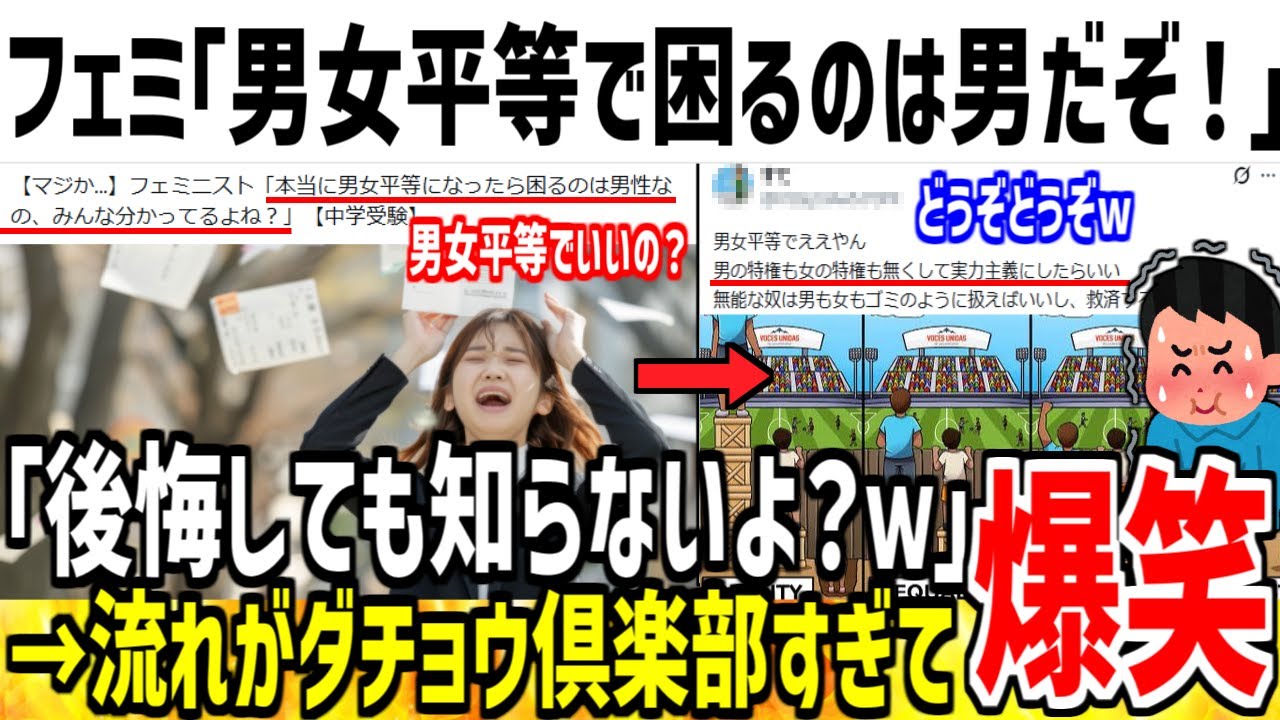 フェミ「男女平等になったら男が困るぞ！本当にいいのか！」→ネット民「どうぞどうぞｗ」【ゆっくり解説】