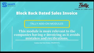 Block Back Dated Sales Voucher Entries | Tally Add-on Module