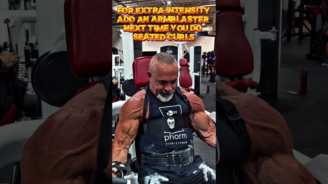 FOR EXTRA INTENSITY NEXT TIME, ADD AN ARM BLASTER WHEN YOU’RE DOING YOUR SEATED MACHINE CURLS