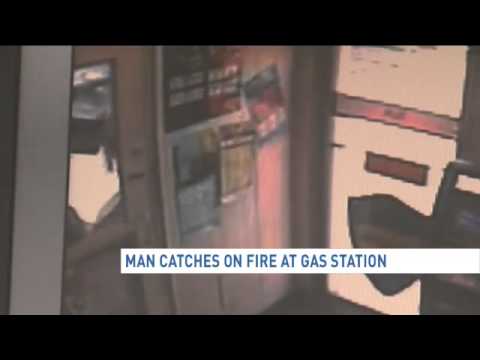 Good Samaritan risks life to save man on fire at gas station - YouTube