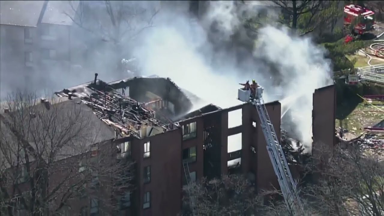Silver Spring Maryland high rise apartment fire explosion raw video