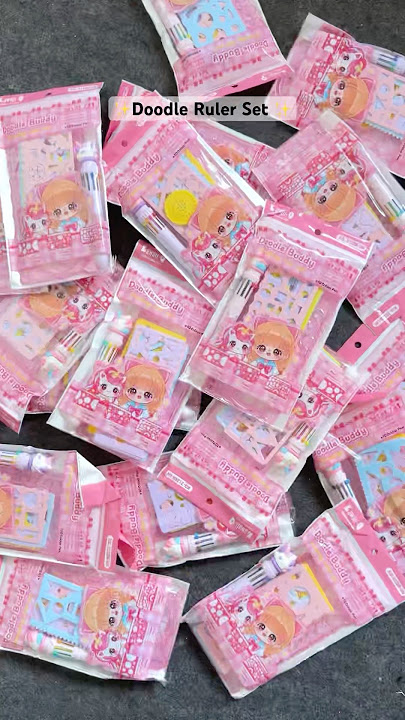 Cutest Doodle Ruler Set 🌷✨🎀#doodle #ruler #pens #unicorn #kawaii #cute #schoolsupplies