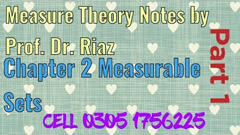 Measure Theory notes by Prof.Dr. Riaz | Ch.2 | measurable sets | Lebesgue Integration by Abdul Rahim