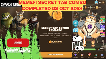 Memefi Secret Combo Reward 08 OCT | 1M Coins | All Levels Revealed #memefi #memefidailycombo #secret