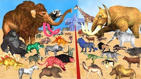 Animal Epic Battle Prehistoric Mammals vs  Itself Size Animal Revolt Battle Simulator|Arbs tv