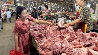 ​​Market show: Buy pork belly for my recipes - Yummy mustard green braised pork cooking