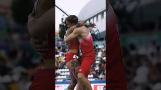 Teammates Ewa Swoboda Hugs Oliwer Wdowik After The 100M Race.