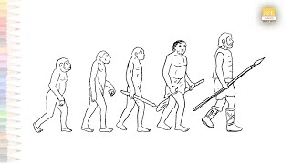 Human evolution chart drawing easy | Outline sketches | How to draw Human evolution | #artjanag