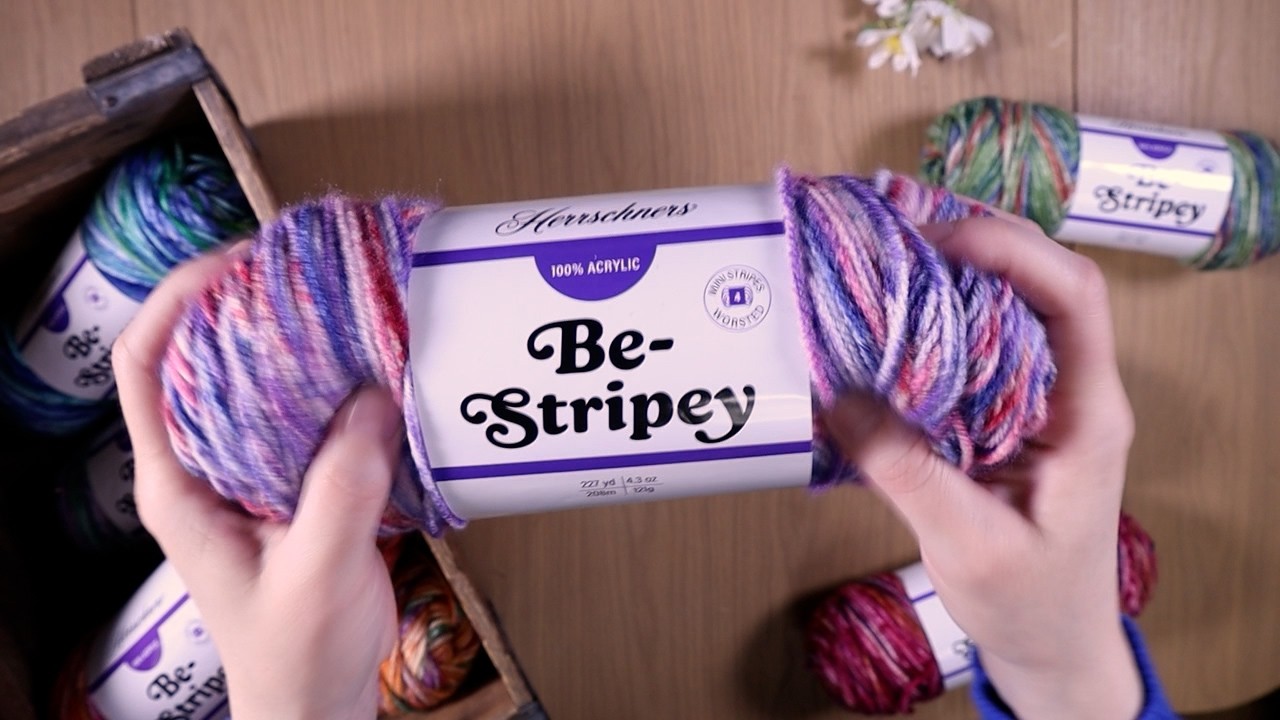 Herrschners Be-Stripey Yarn: 100% Acrylic Worsted, Weight 4 Yarn