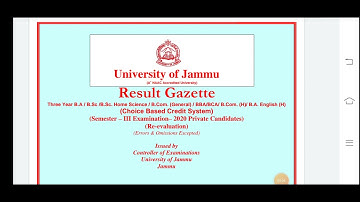 Jammu University| UG SEM 3rd Cbcs private 2020 Revel Result out|Check full Gazzate