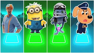 Blippi Vs Minions Vs Crazy Frog Vs Sheriff Labrador - Tiles Hop EDM Rush 🎶 | Who Is Best?