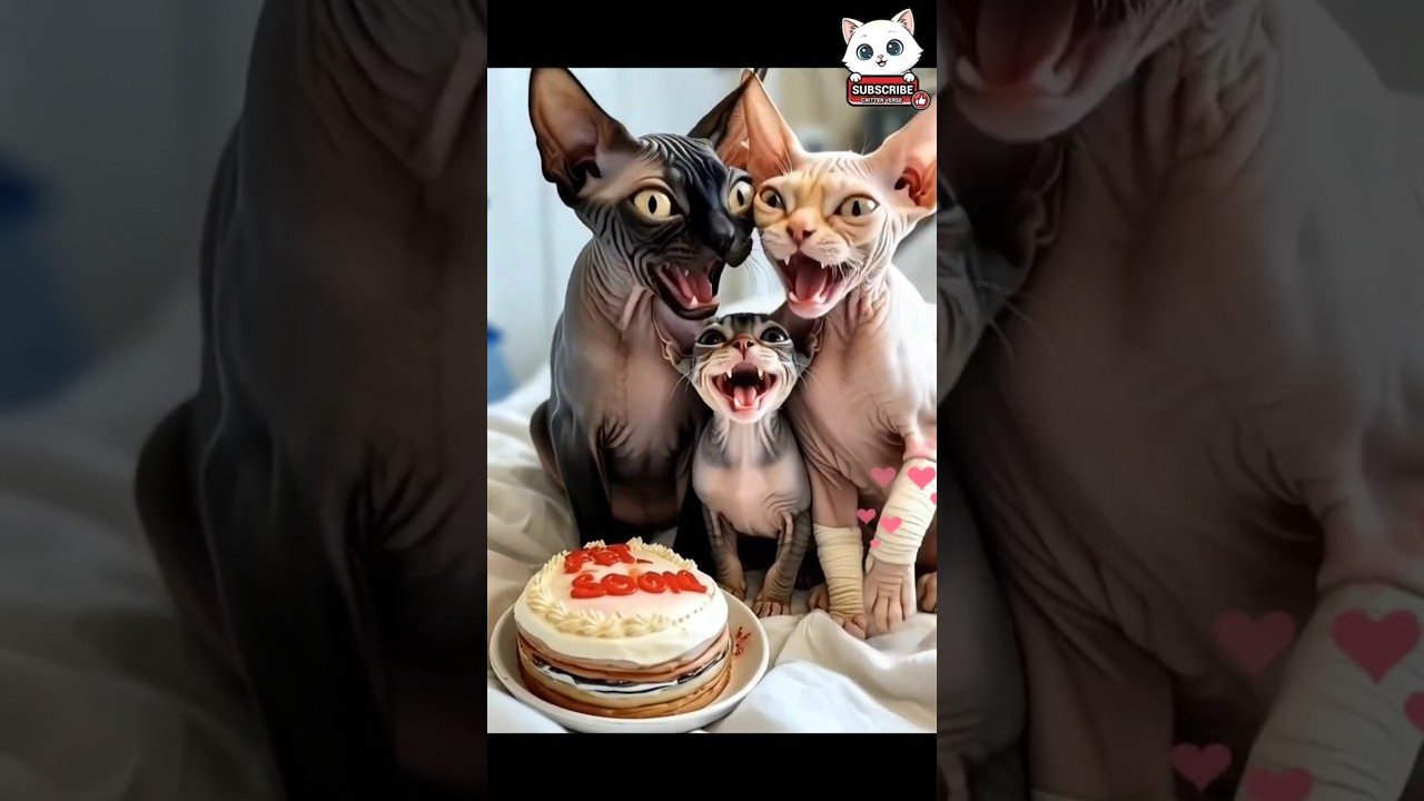 Sad SYPHNX cats get kittens love 😭😍 