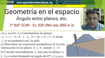 Geometría en el espacio. Ángulo entre planos. CCNN2 030. José Jaime Mas